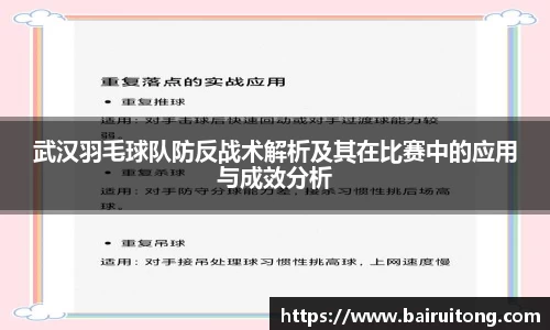 武汉羽毛球队防反战术解析及其在比赛中的应用与成效分析